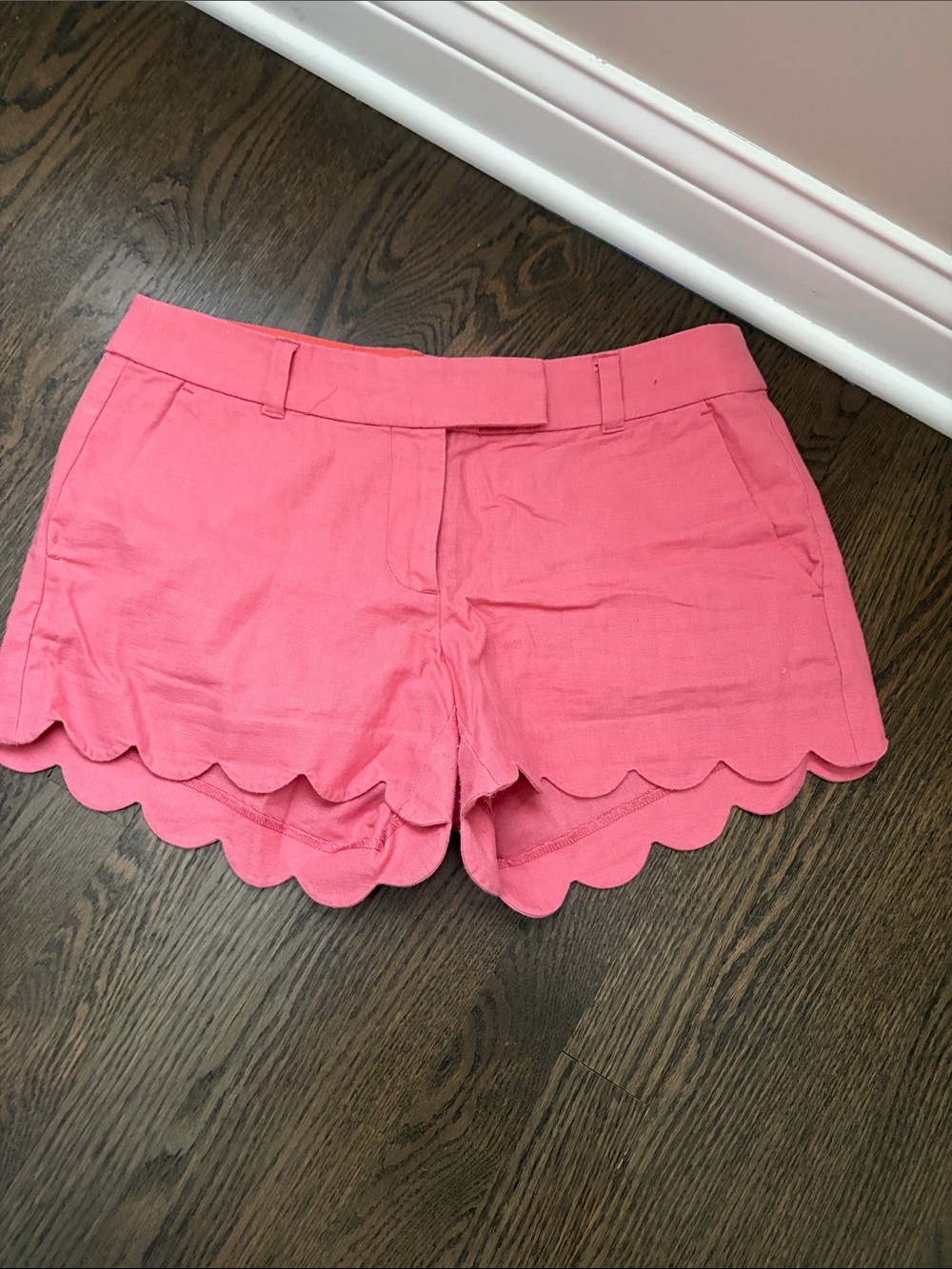 J. Crew Coral Pink Scalloped Shorts